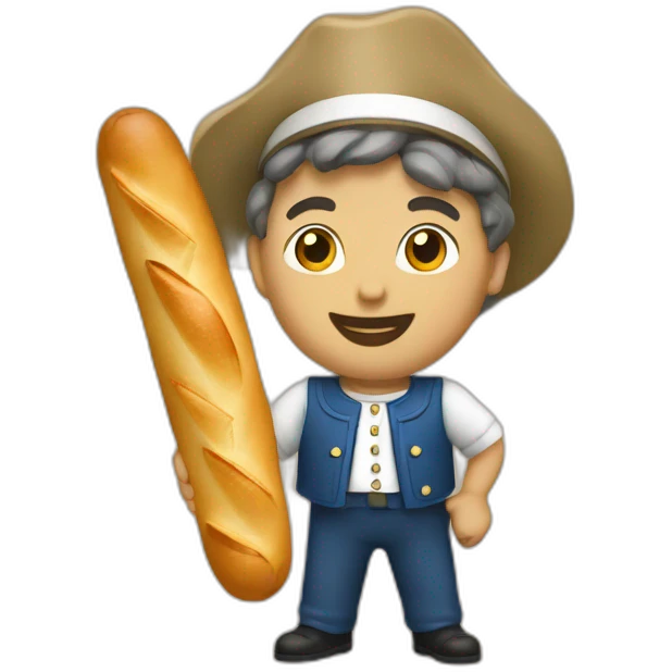 a french holding a baguettes  emoji