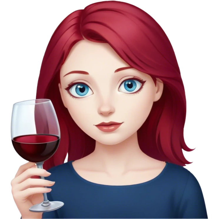 pale girl with blue eyes and wine red hair emoji
