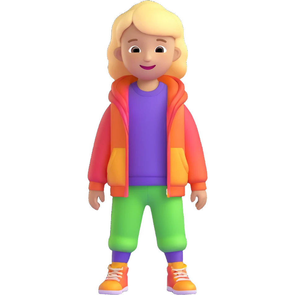 cheerful kid with colorful clothes emoji