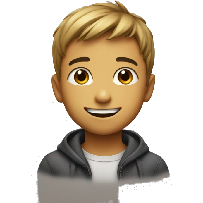 boy look at up and smile  emoji