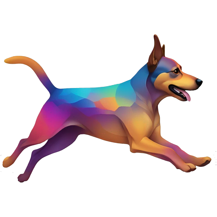 Vector art of a dog running made of vector multicoloured gradient shapes abstract shapes vector art emoji