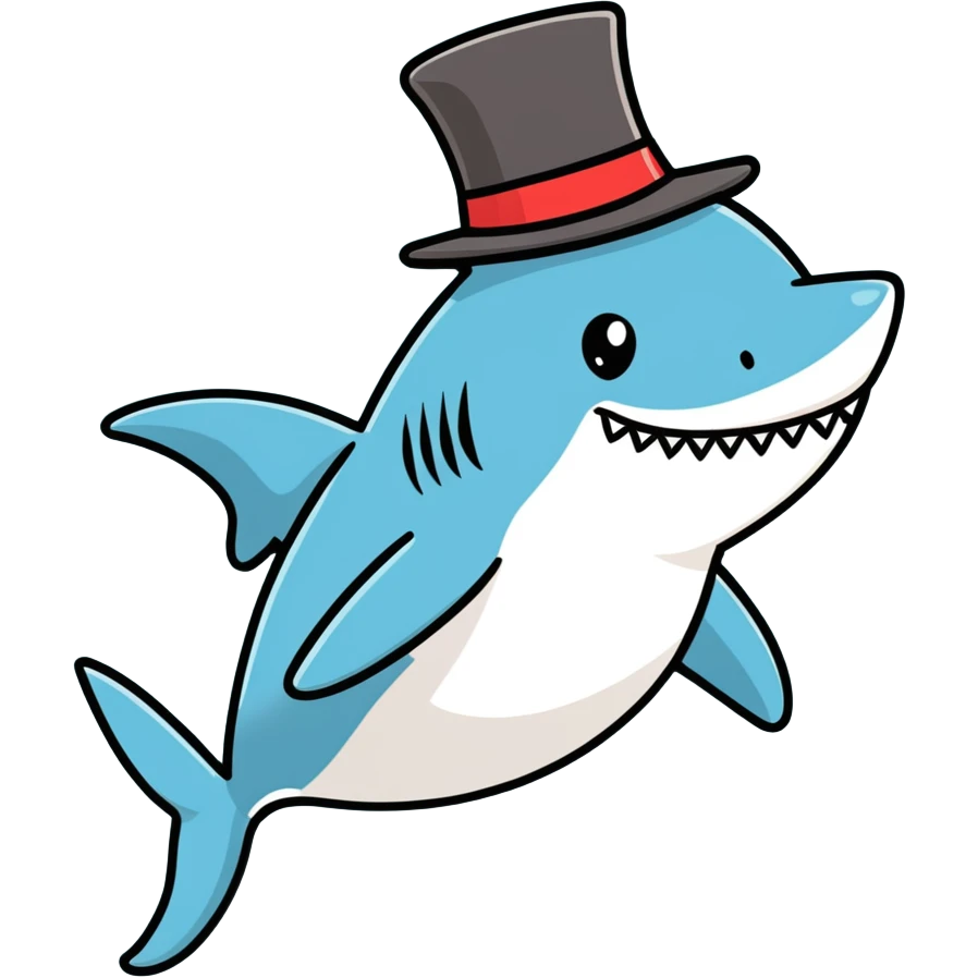 Shark with a top hat emoji