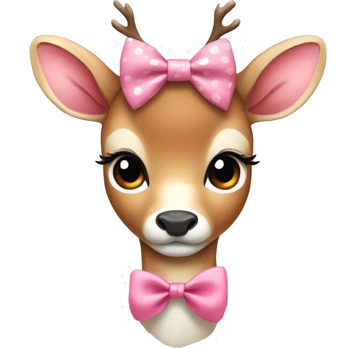Freckled Deer cute pink bow emoji