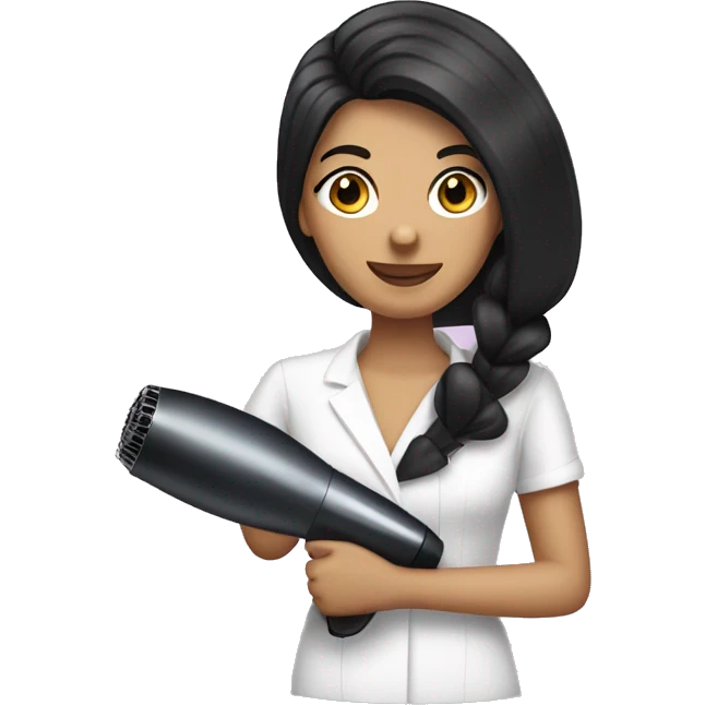 Dark haired hair dresser holding hair dryer  emoji