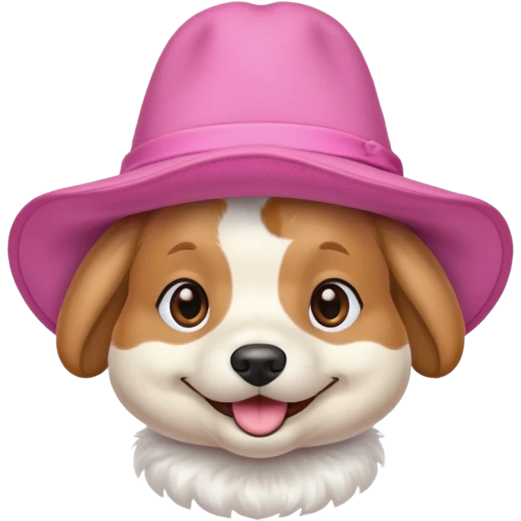 dog wearing big pink hat emoji