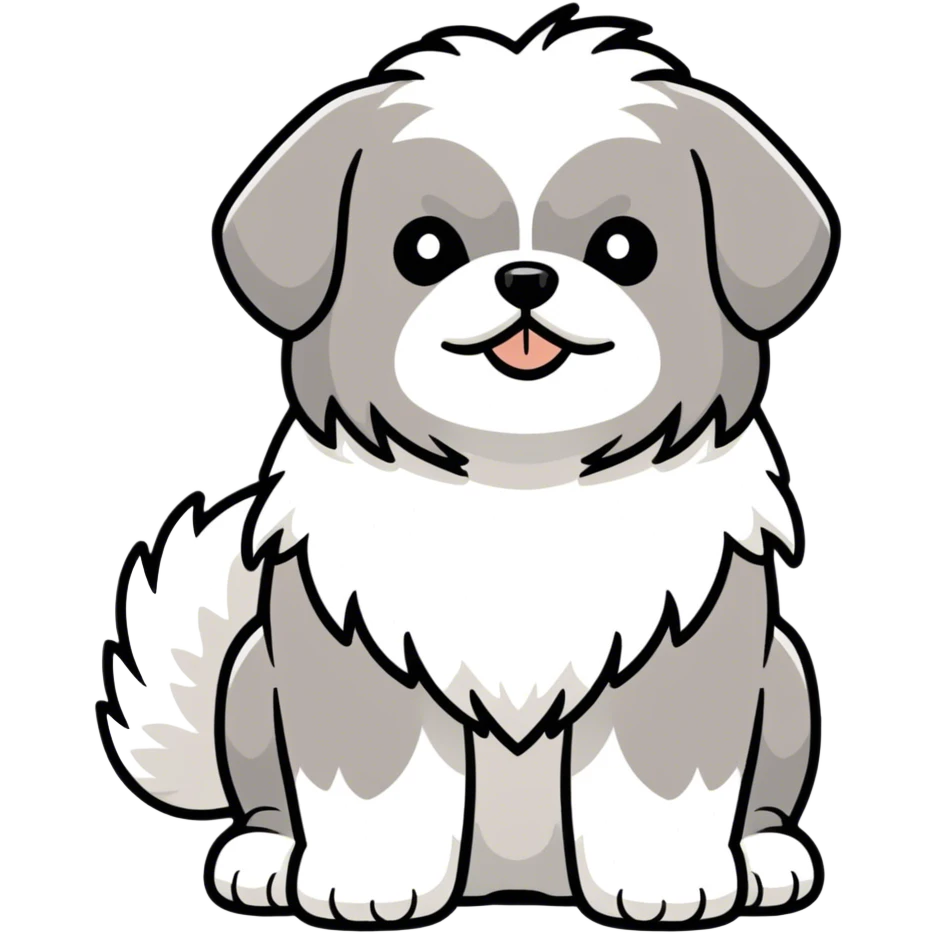 Shitzu dog white and gray emoji