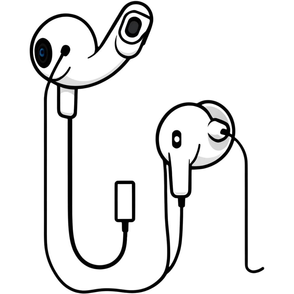 White Apple EarPods with cord and microphone emoji
