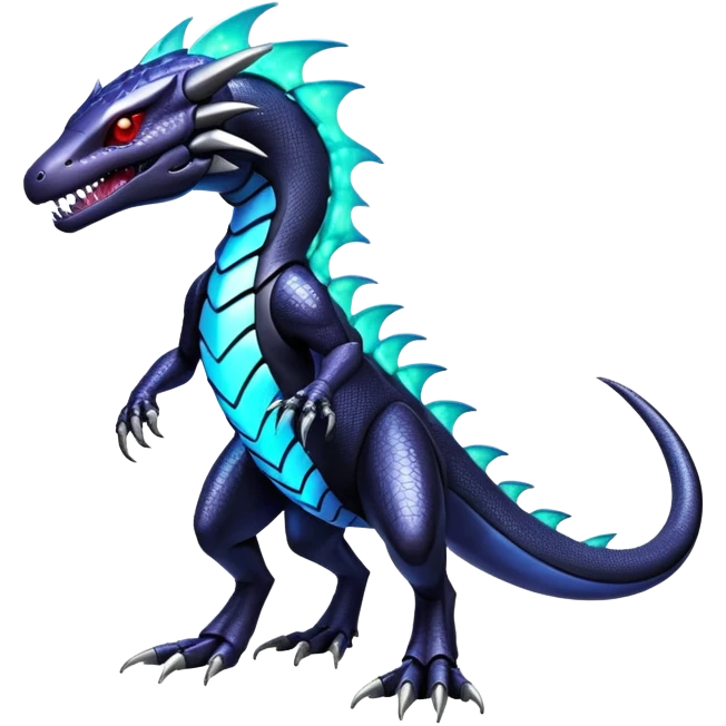 Shiny Gothic epic Salandit-Genesect-Miraidon-Fakémon-hybrid-creature (full body)  emoji