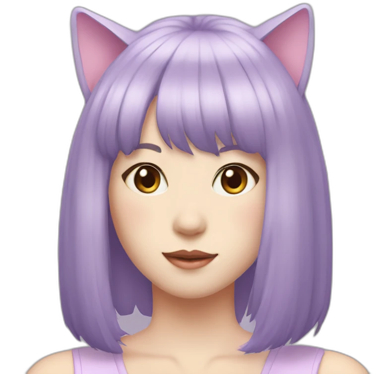 light-purple-blunt-bangs-mullet-hair-cat-ear-japanese-girl emoji