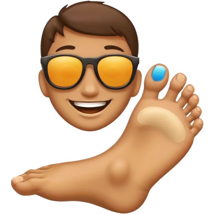 Foot with sunglasses and smile  emoji