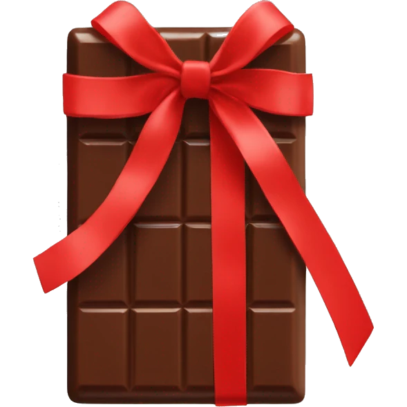 Bar of chocolate with a red ribbon emoji