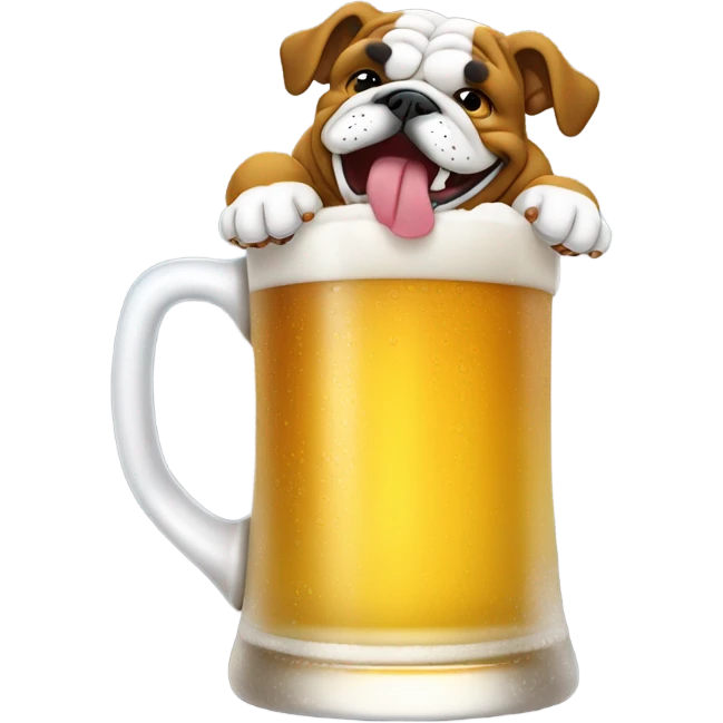 Bulldog drinking beer emoji