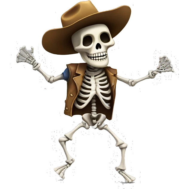 skeleton dancing with a cowboy hat emoji