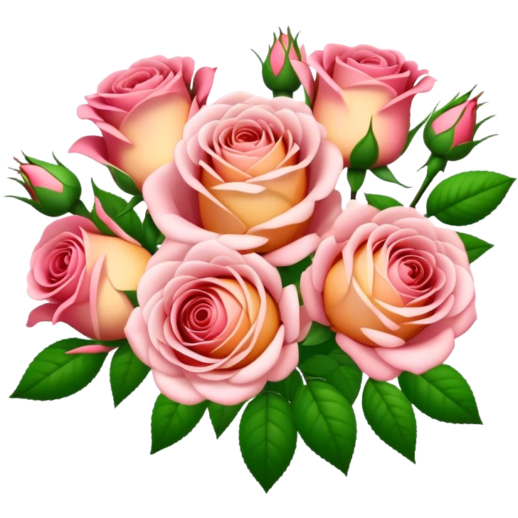 big bouquet Bi-Colored Tea Rose, luxuriant, leaf, bud emoji