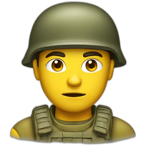Tough looking soldier (head only, yellow) emoji
