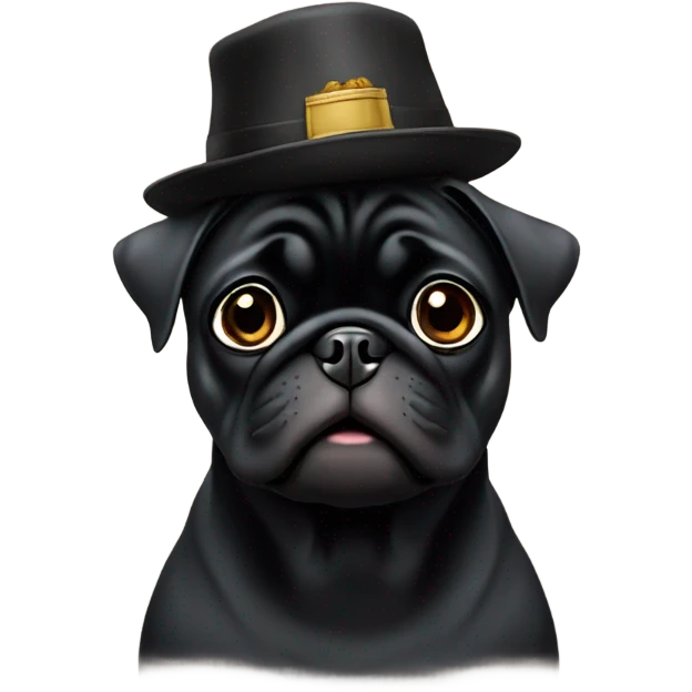 Black pug with hat emoji