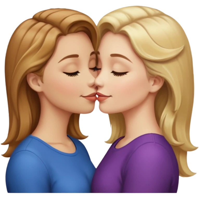 👩🏻‍❤️‍💋‍👩🏼 but light brown hair instead of blonde on the girl on the right  emoji