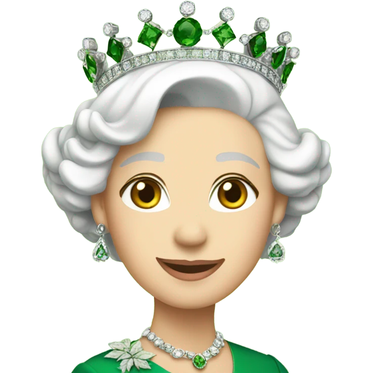 Queen Elizabeth wearing green chips, green leas emoji