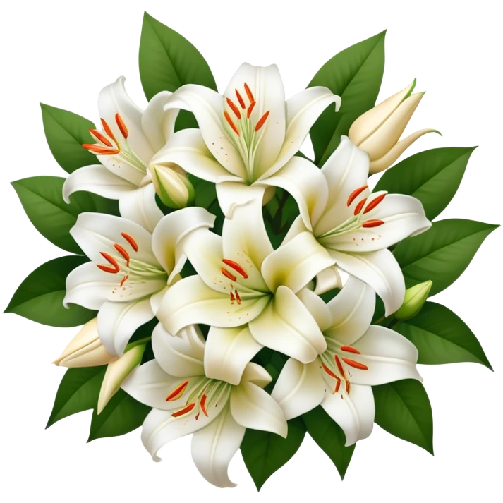 Bridal bouquet of roses and lilies  emoji