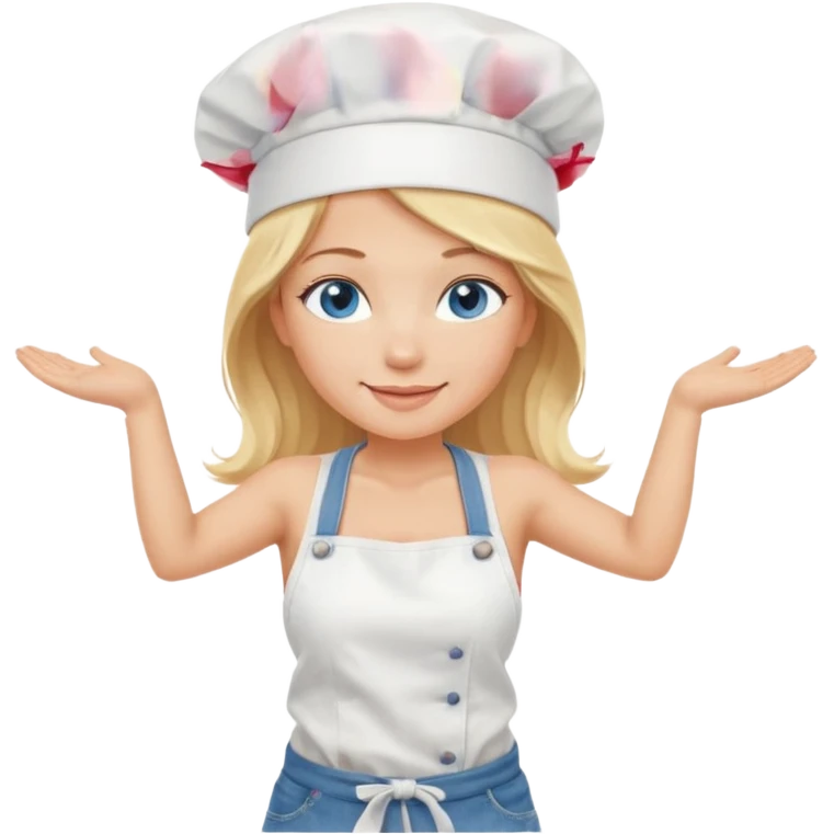 Sexy Full body  pretty
Long Blonde hair blue eyed female chef wearing white tank top, denim shorts and chef hat arms folded emoji