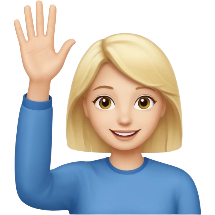 friendly person waving hello, cheerful expression, simple and clear design emoji