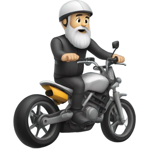 Grey bearded man riding sports bike emoji