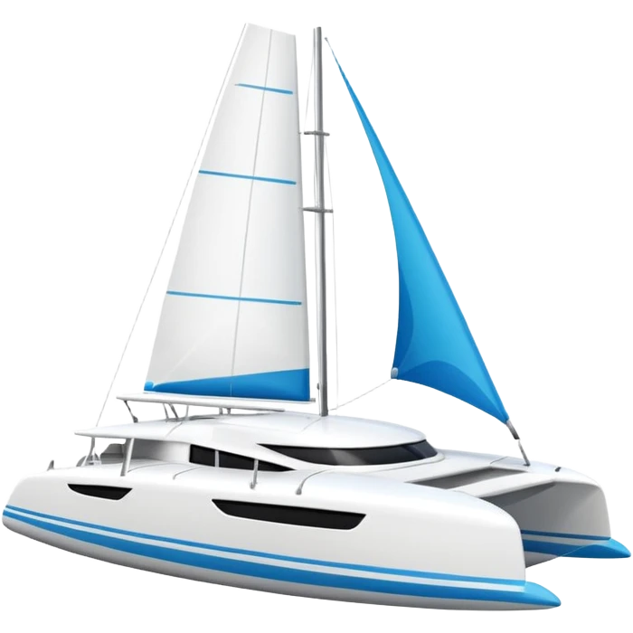 A catamaran with a white background. No wording or lettering on the boat  emoji