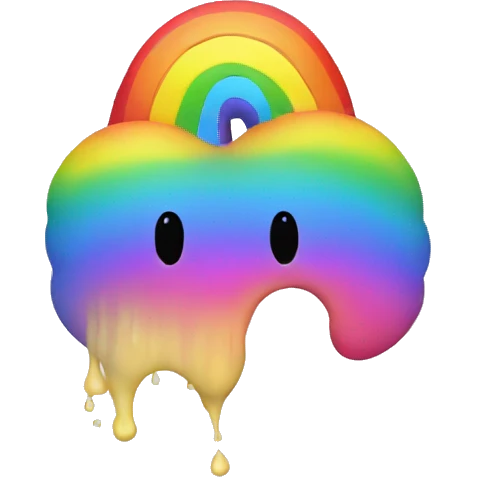 rainbow throw up with rainbow face emoji