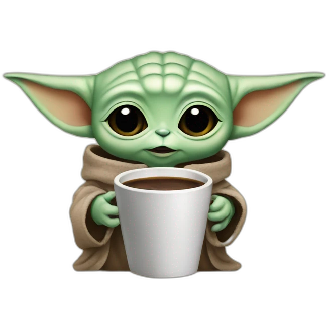 Baby yoda - drink coffee emoji