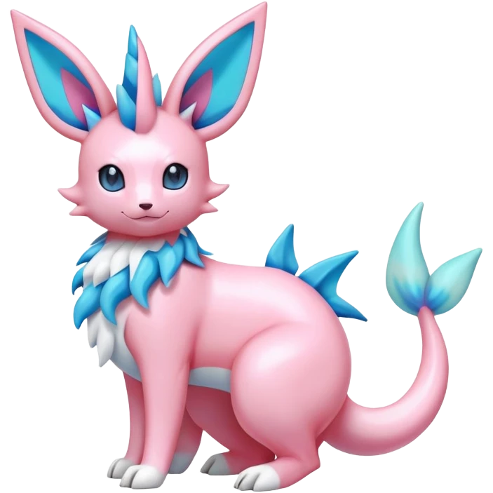 lush pastel-bright-vibrant warm-colored modern colorful neon-colored Fakémon-Digimon-Sylveon-Vaporeon-Pokémon-creature (full body) emoji