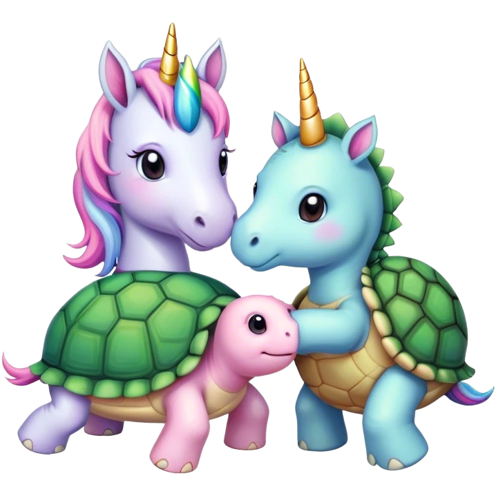Unicorn and turtle in love emoji