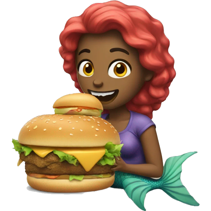 Mermaid eating burger emoji