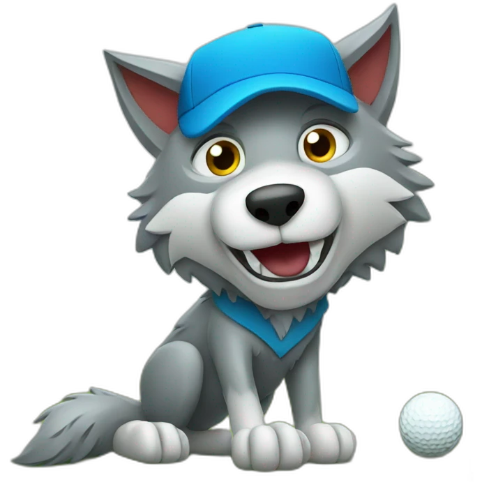 Wolf playing golf emoji