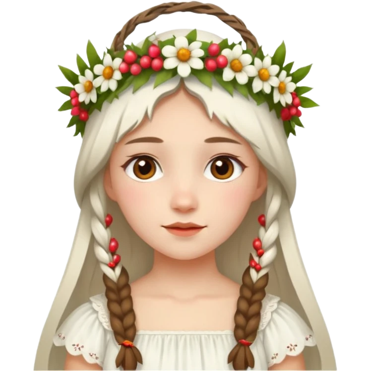 Девочка в белом платье на празднике Ивана Купала emoji