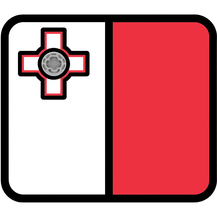Malta flag, white and red, George Cross in the top left, clean and simple design emoji