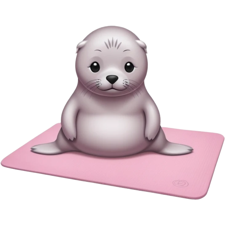 Seal on a light pink yoga mat on the beach emoji