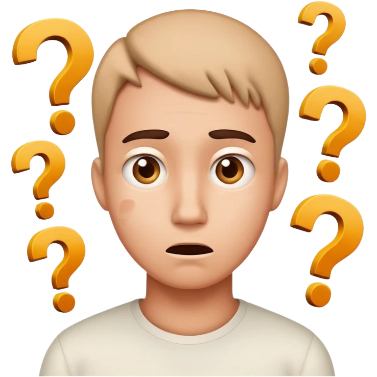 A confused character with question marks around its head emoji