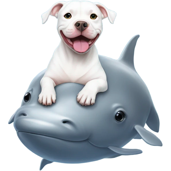 White pitbull on top of beluga whale emoji