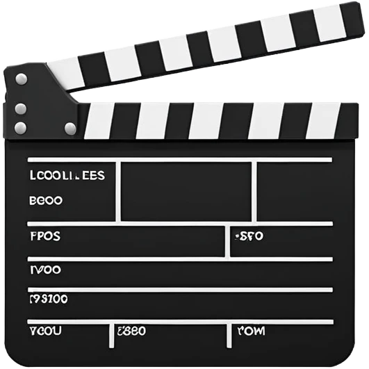 Super minimalist movie clapperboard in black and white, extremely simple geometric shapes, iOS emoji style with absolute minimal details emoji