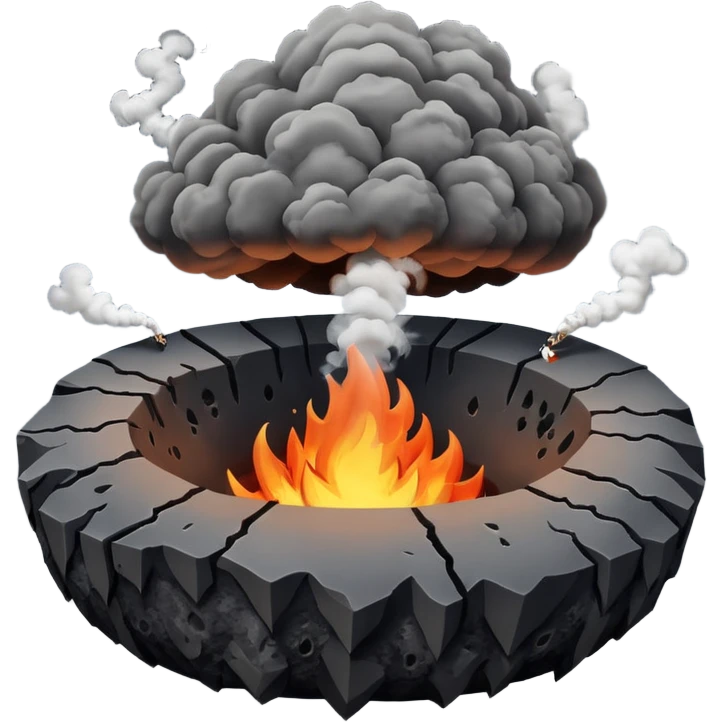 A smoking crater releasing dark ash clouds. emoji