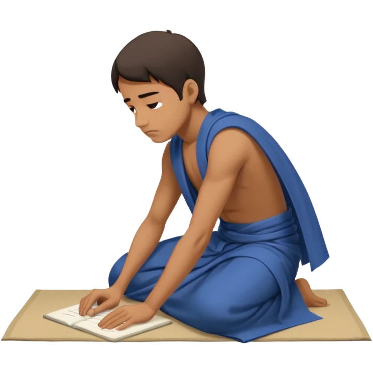 Man prostrating down wearing cloth writing STEREOBOI emoji