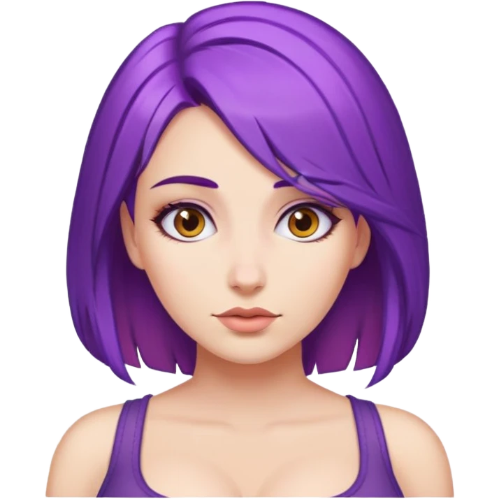 Woman with giant breasts and pirple hair  emoji