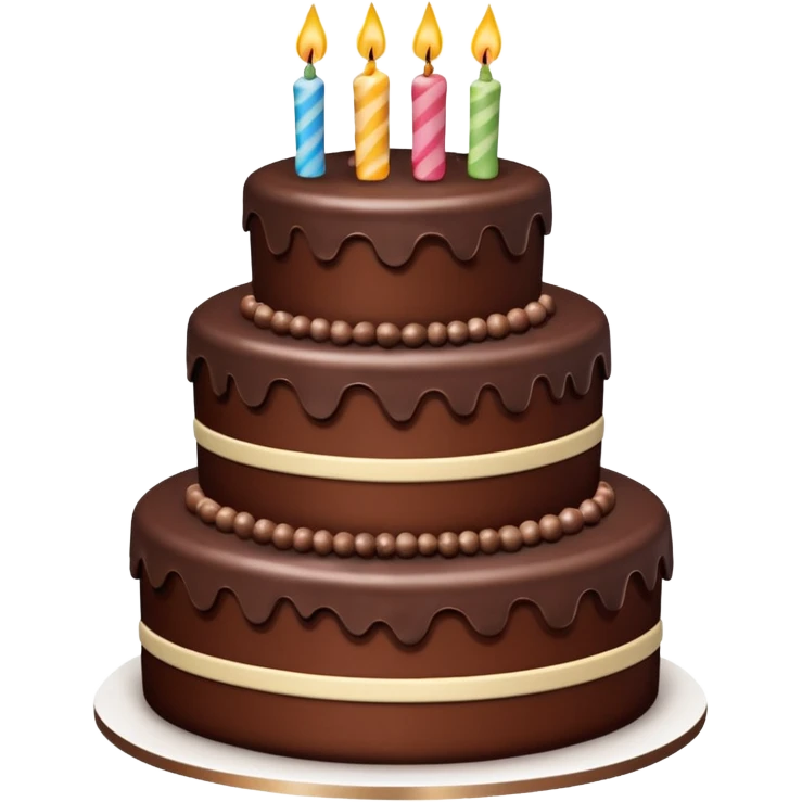 a big three-tiered chocolate birthday cake without candles emoji