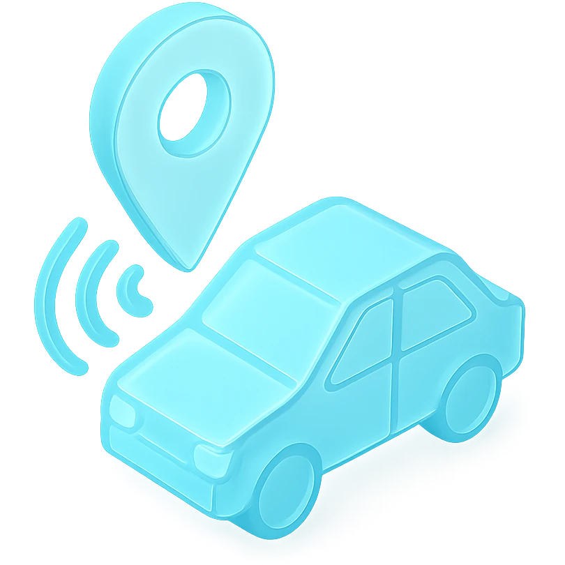 Gps vehicale tracking in light neon blue emoji