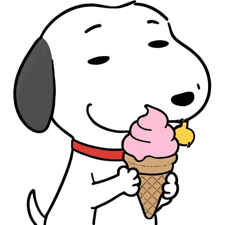 Snoopy with ice cream emoji