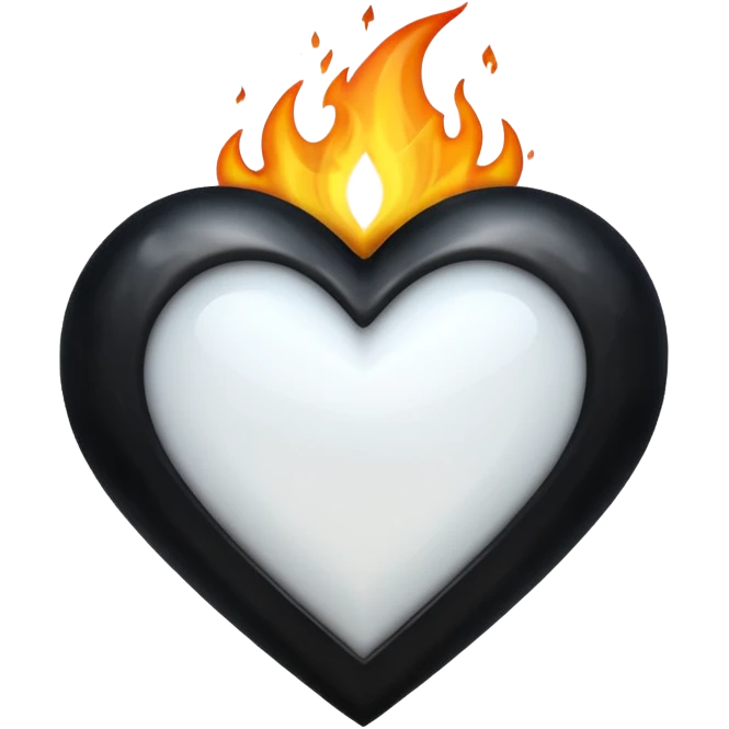 ❤️‍🔥 .. make the red heart white and flame to black. The structure should be as it is emoji