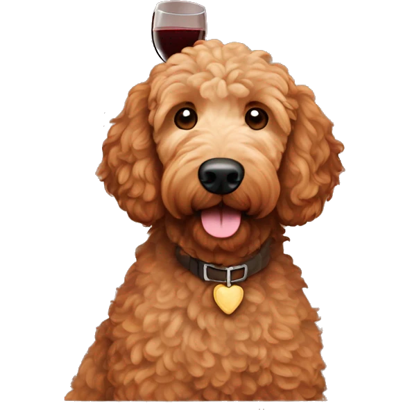 toasting red wine brown golden doodle emoji