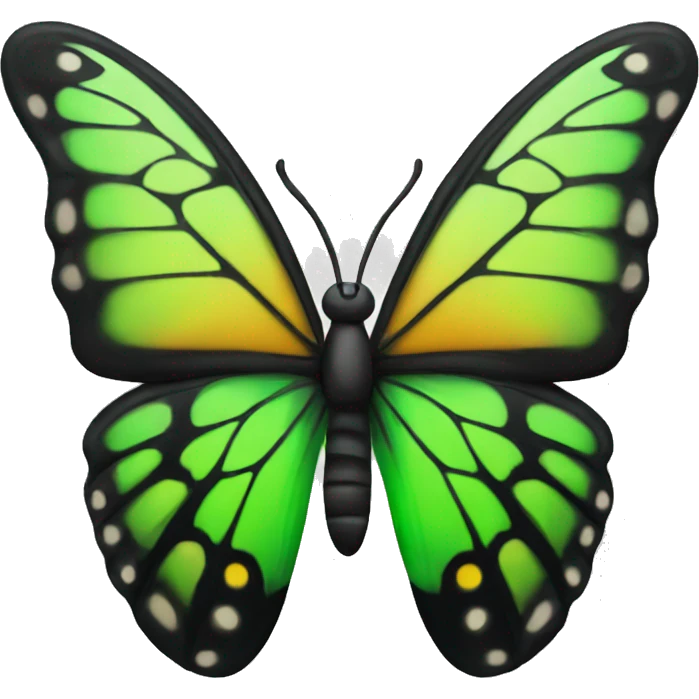 Butterfly has a different color of the wings the left is black and the right is green emoji