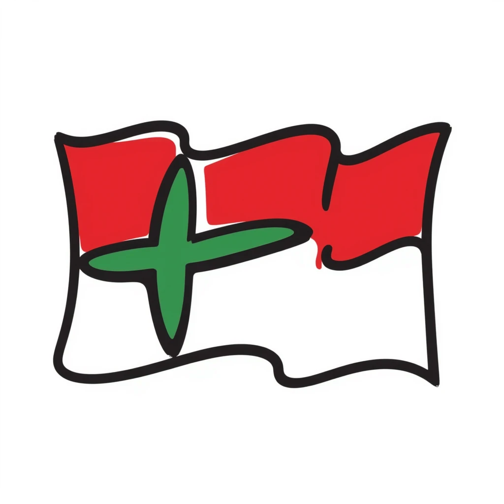 Basque flag (Ikurriña) hand-drawn doodle style emoji