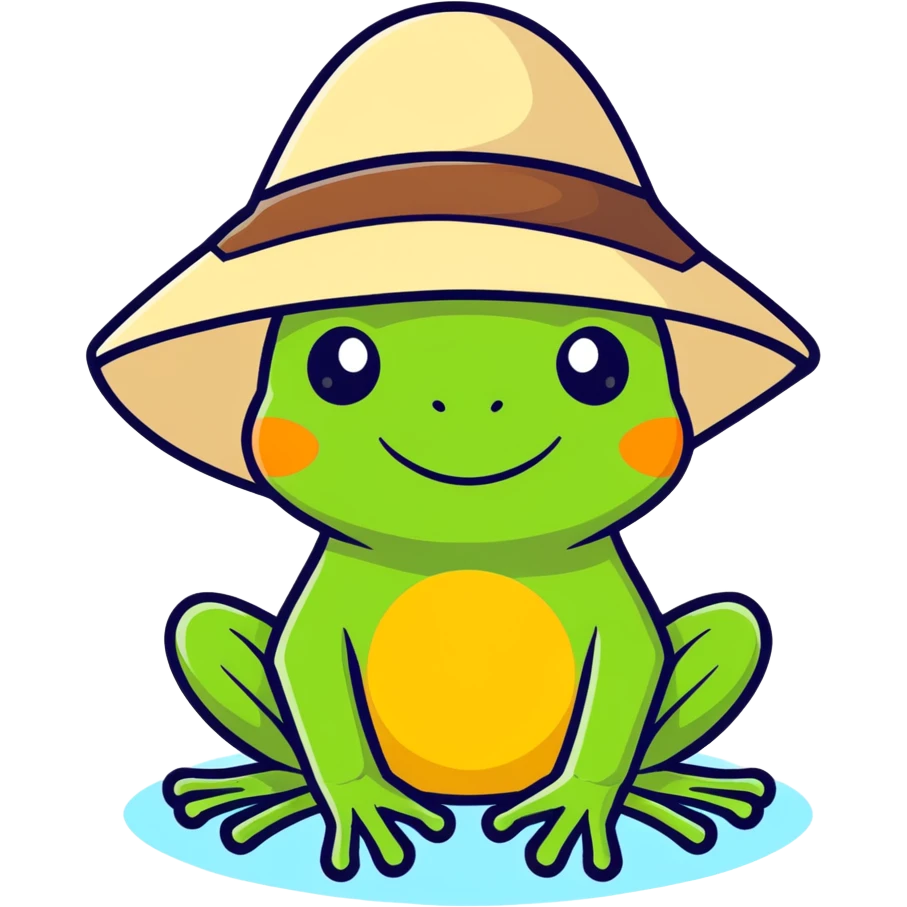 Frog wearing sun hat emoji